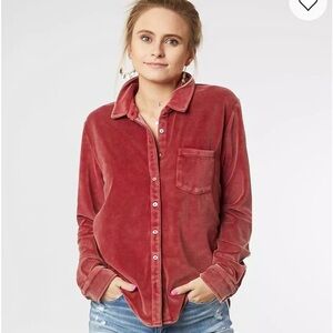 White Crow Canton Velour Shirt in Biking Red